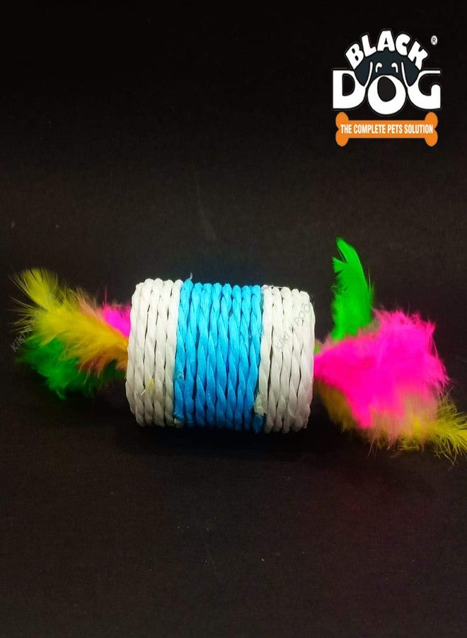 Black Dog BLACKDOG Kitten Toys Rope and Feathers with Inside Interactive with Multi Color Toys, Cat/Dog/Puppies Exercise Toy Round Balls, Safe for Your Kitty/Puppy, Color May Vary, Medium (Cats 012 Toys Rope) - Image 4